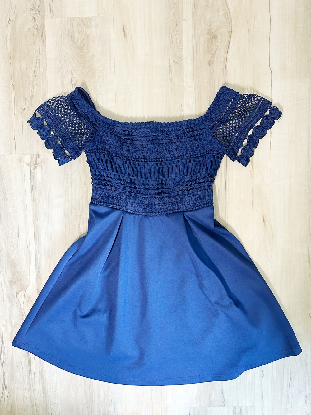 Francesca's Royal Blue Crochet Bodice Dress